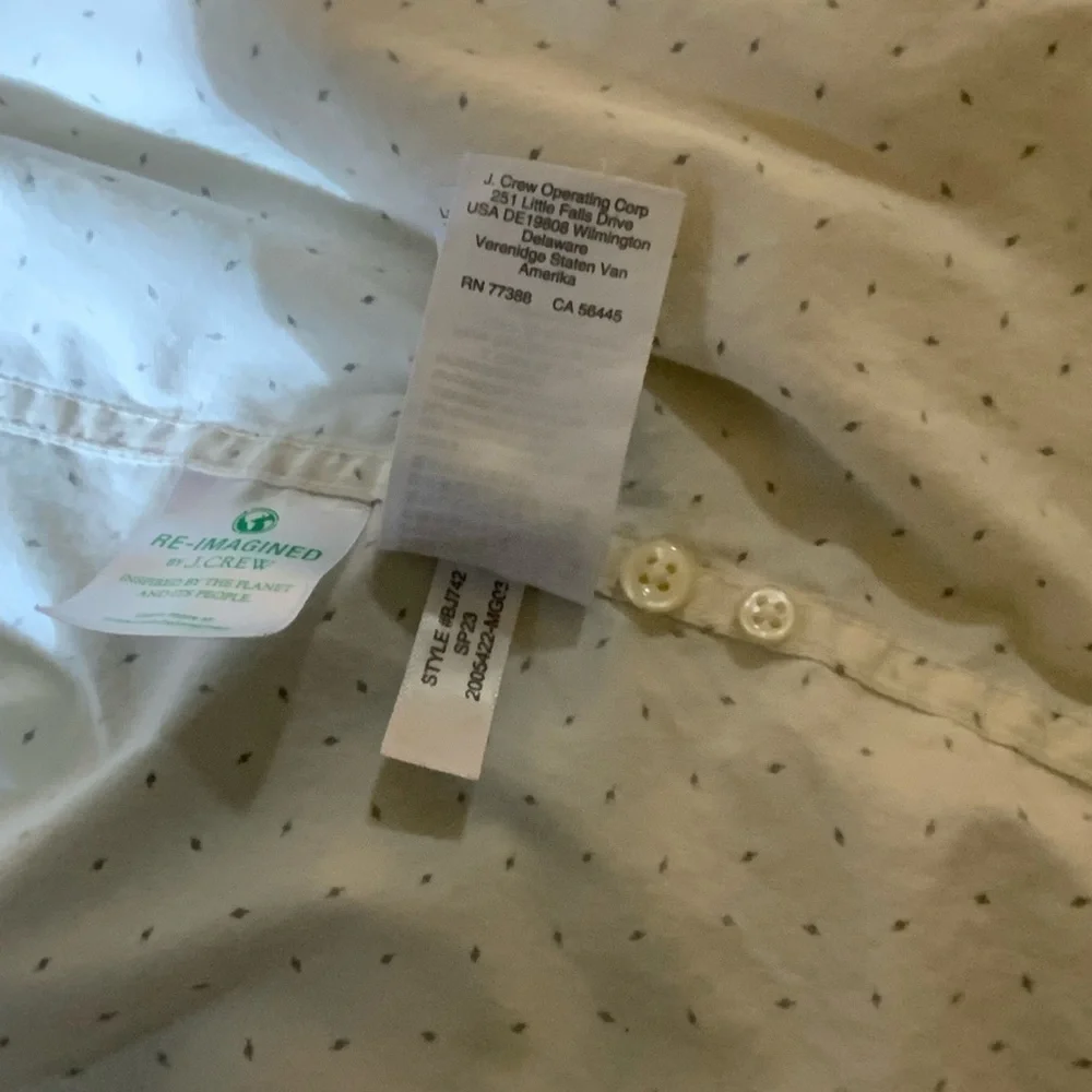 J.Crew Slim Fit Secret Wash Shirt Medium White Navy Micro Print